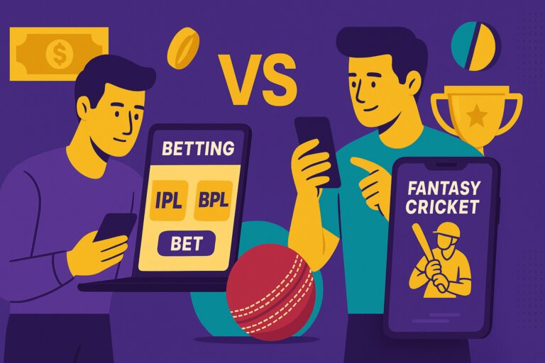 IPL BPL sports betting vs fantasy cricket comparison illustration