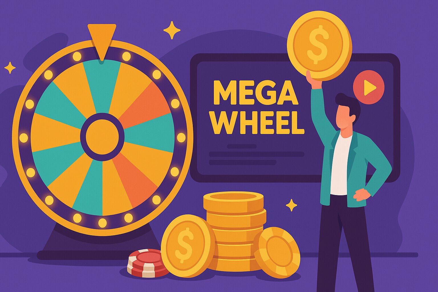 Mega Wheel live game show strategy illustration on CK444