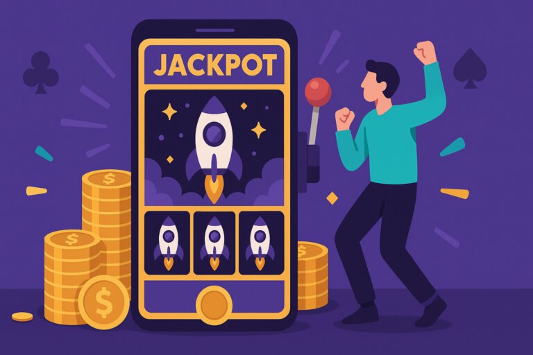 Rocket Slots jackpot casino game illustration on CK444