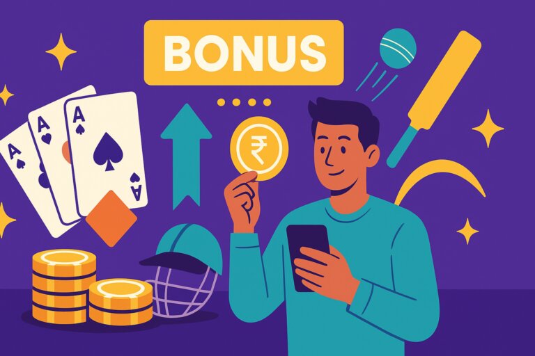 Teen Patti card game with cricket season bonus illustration